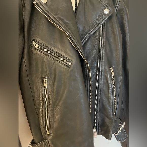 TOPSHOP ~ Genuine Leather Distressed Biker Moto Jacket - Picture 12 of 12